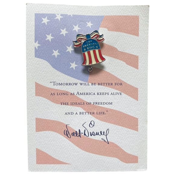 4 Vintage Walt Disney Company Let Freedom Ring Pin 9/11 Remembrance Pins w Cards - Picture 7 of 7